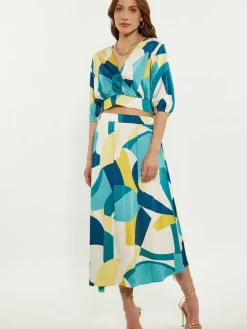 Faina Röcke*Damen Rock blau uni