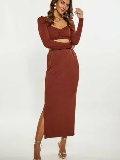 Faina Röcke*Damen Rock braun uni