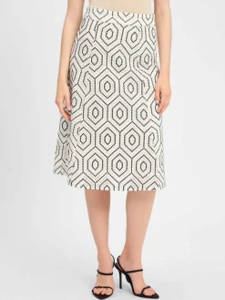 Marie Lund Röcke*Damen Rock ecru schwarz gemustert