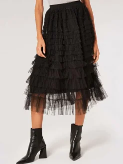 Apricot Röcke*Damen Rock schwarz strukturiert