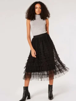 Apricot Röcke*Damen Rock schwarz strukturiert