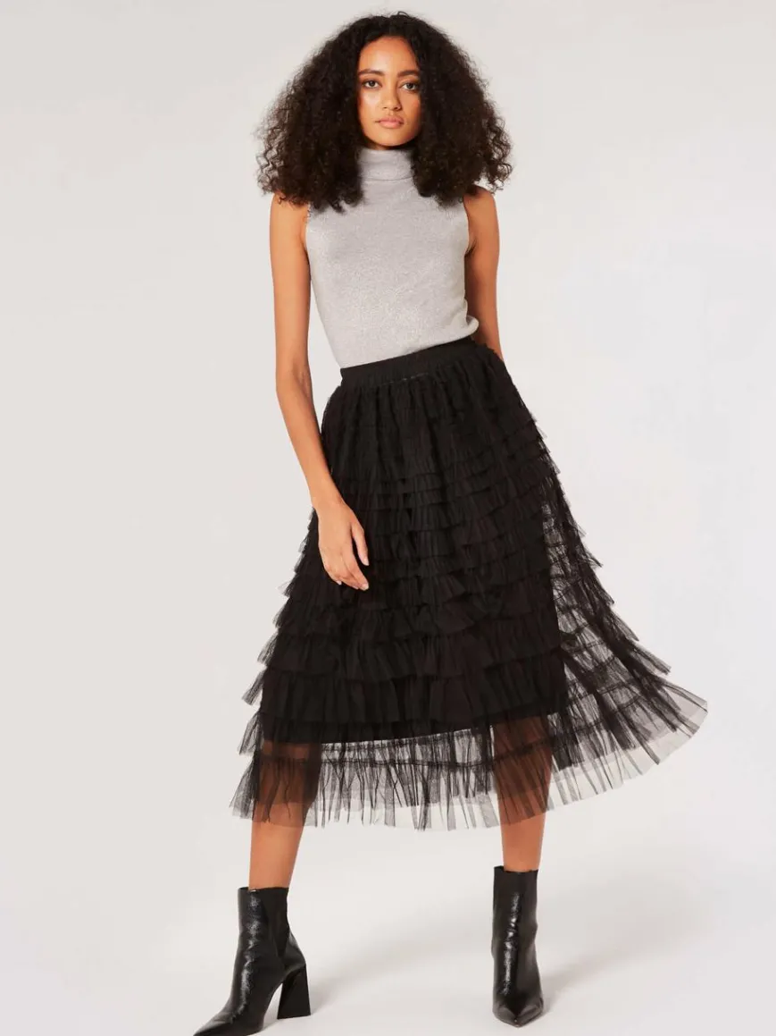 Apricot Röcke*Damen Rock schwarz strukturiert