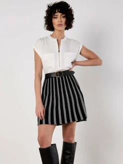 Apricot Röcke*Damen Rock schwarz gestreift