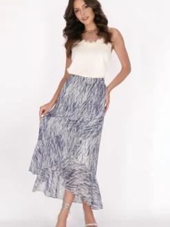 Faina Röcke*Damen Rock blau gemustert