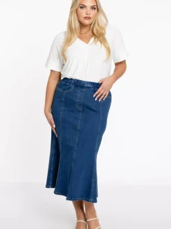 YOEK Röcke*Damen Rock blau uni