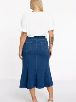 YOEK Röcke*Damen Rock blau uni