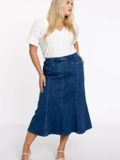 YOEK Röcke*Damen Rock blau uni