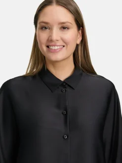 Vera Mont Blusen*Damen Satin-Bluse schwarz uni