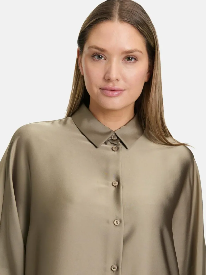 Vera Mont Blusen*Damen Satin-Bluse camel uni