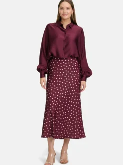 Vera Mont Blusen*Damen Satin-Bluse bordeaux uni