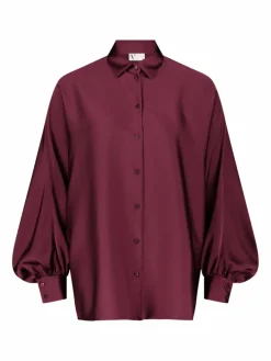 Vera Mont Blusen*Damen Satin-Bluse bordeaux uni