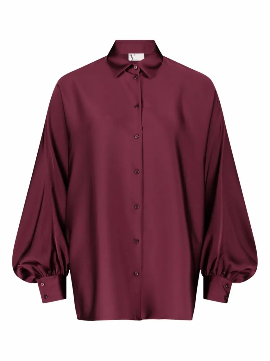 Vera Mont Blusen*Damen Satin-Bluse bordeaux uni