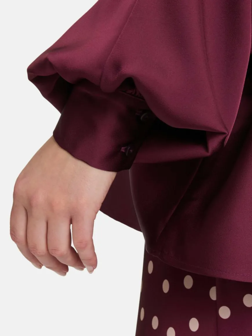 Vera Mont Blusen*Damen Satin-Bluse bordeaux uni