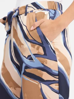 Betty & Co Hosen*Damen Satinhose marine beige gemustert