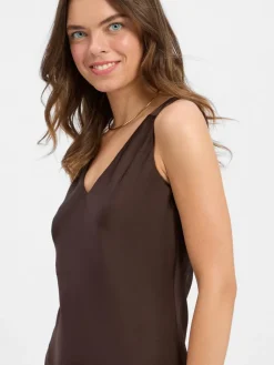 Someday Kleider*Damen Satinkleid - Qova pure schoko uni