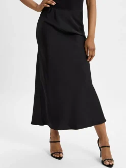 Neo Noir Röcke*Damen Satin-Maxirock - Vicky schwarz uni