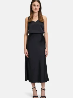 Vera Mont Röcke*Damen Satinrock schwarz uni