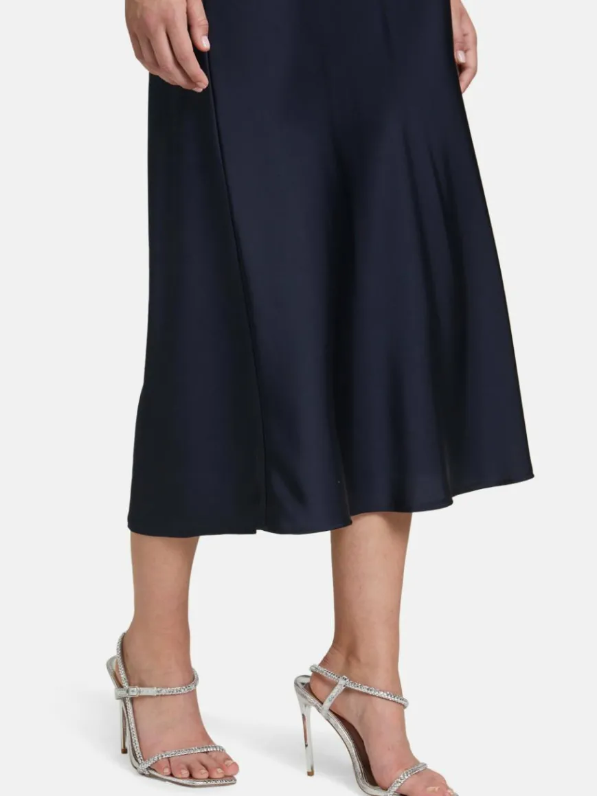 Vera Mont Röcke*Damen Satinrock marine blau uni