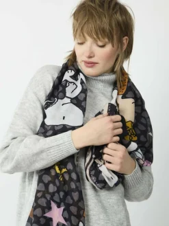 Codello Schals & Tücher*Damen Schal - PEANUTS schwarz bedruckt