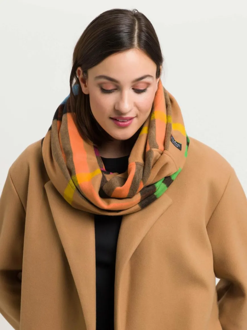 Fraas Schals & Tücher*Damen Schlauchschal camel kariert