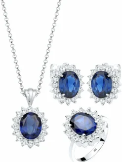 Elli Schmuck*Damen Schmuckset blau uni