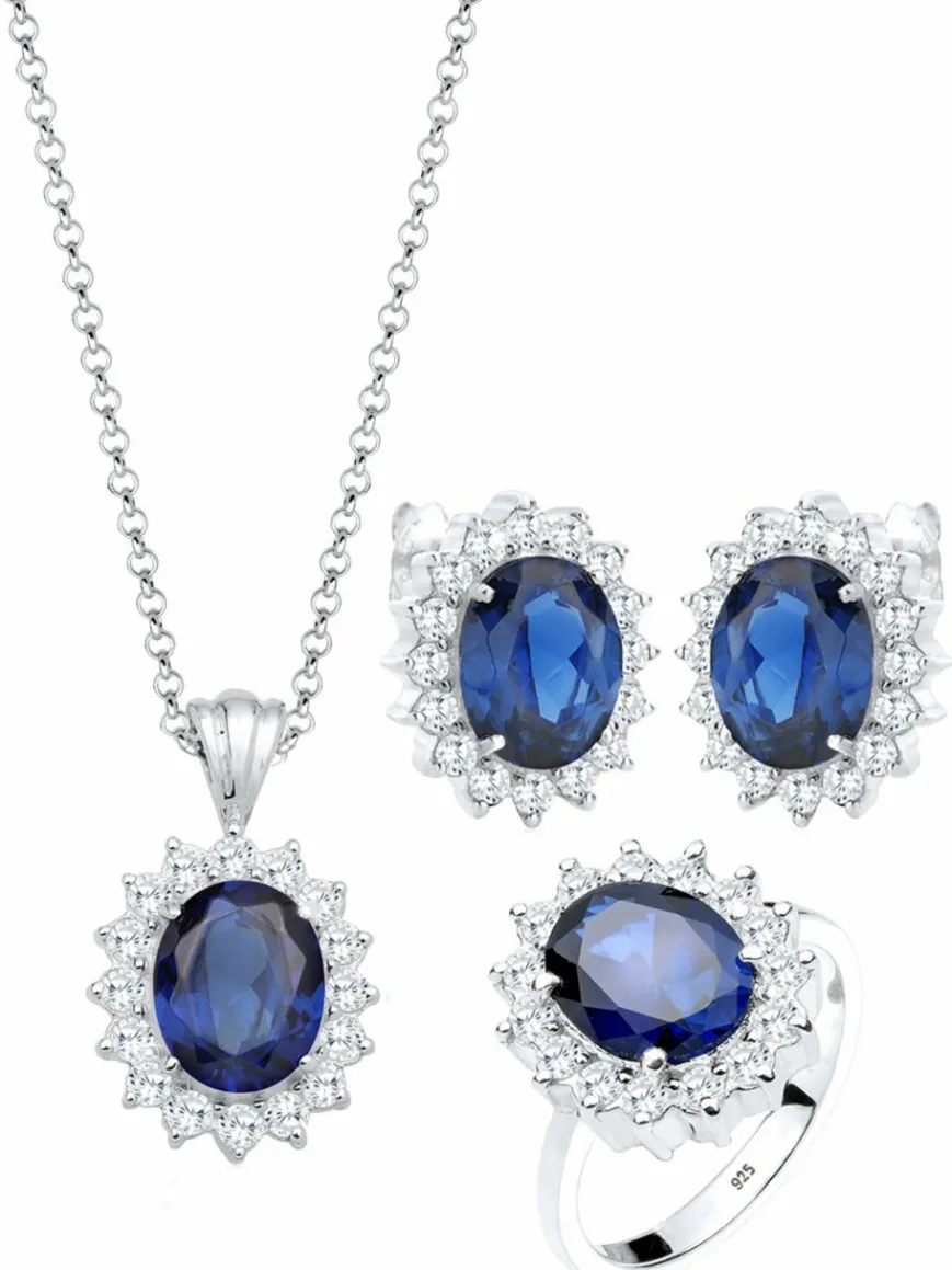Elli Schmuck*Damen Schmuckset blau uni
