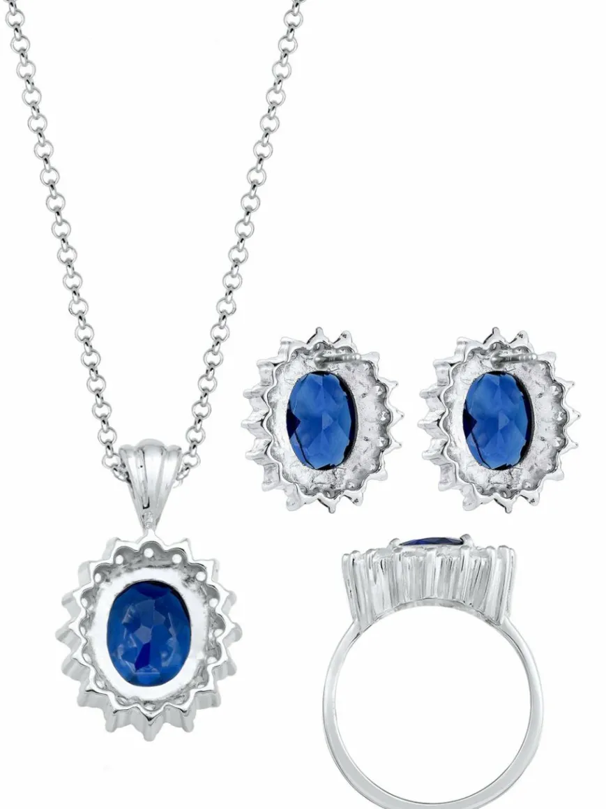 Elli Schmuck*Damen Schmuckset blau uni