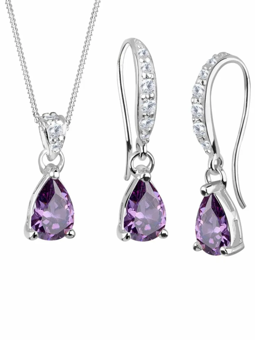Elli Schmuck*Damen Schmuckset lila uni