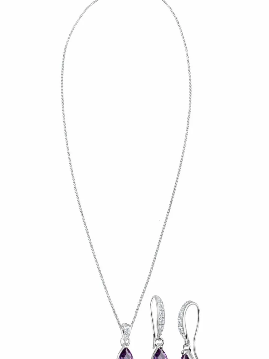 Elli Schmuck*Damen Schmuckset lila uni