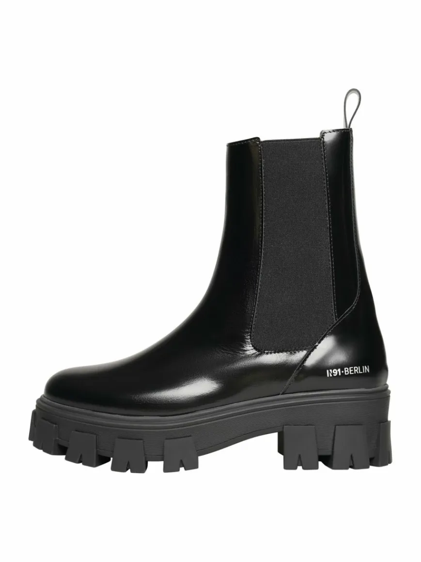N91 Boots & Stiefeletten*Damen Schnürboots – Style Choice MN schwarz uni