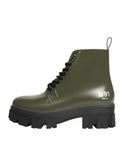 N91 Boots & Stiefeletten|Schnürschuhe*Damen Schnürboots – Style Choice NN grün uni