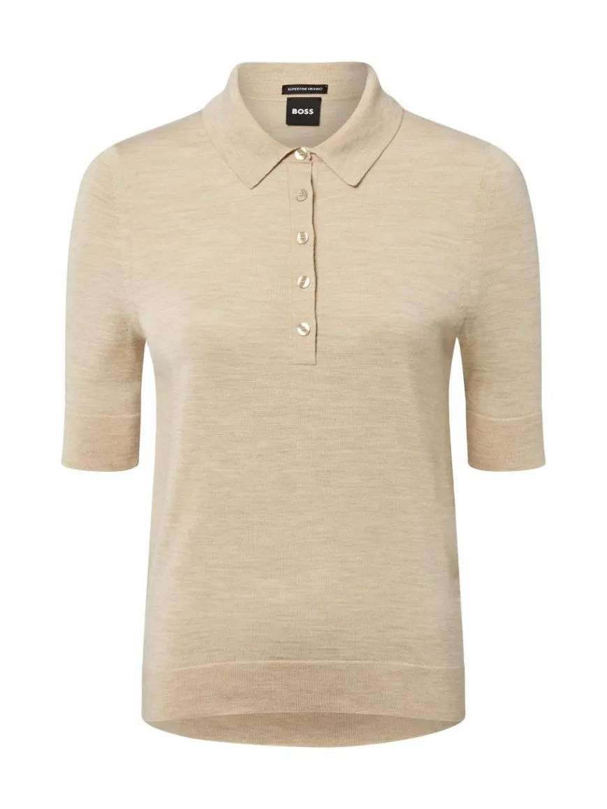 BOSS Shirts & Tops*Damen Schurwoll-Shirt - Fidenka beige meliert