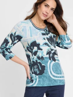 Olsen Shirts & Tops*Damen Shirt blau gemustert