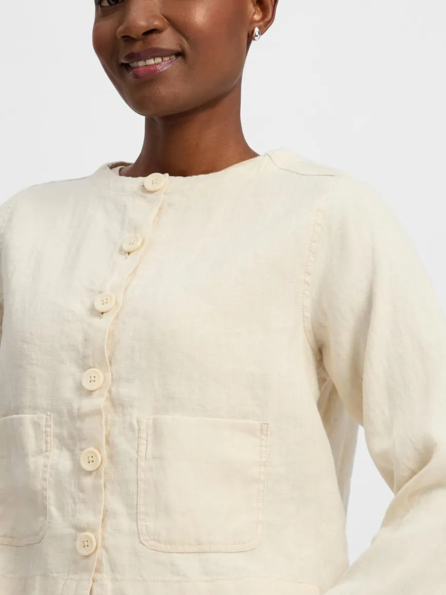 Marie Lund Blazer*Damen Sommerbluse aus Leinen beige uni