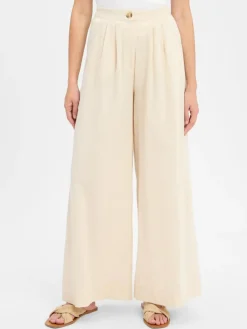 Vila Hosen*Damen Sommerhose mit Leinen-Anteil - VIEtni sand meliert