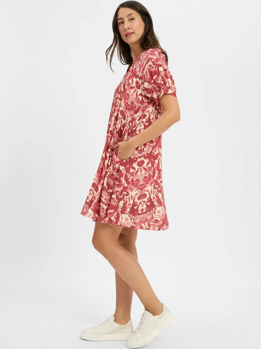 Marie Lund Kleider*Damen Sommerkleid - Maria himbeer sand gemustert