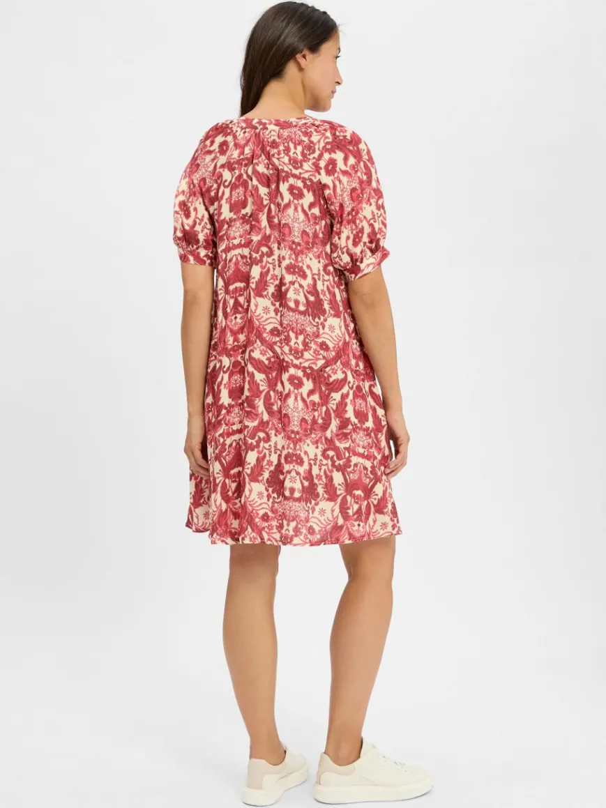 Marie Lund Kleider*Damen Sommerkleid - Maria himbeer sand gemustert