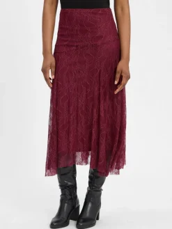 Rich & Royal Röcke*Damen Spitzenrock bordeaux uni