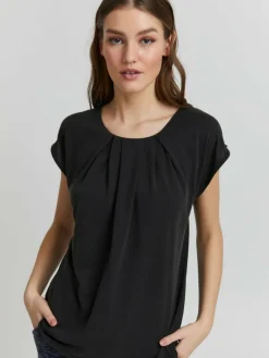 OXMO Blusen*Damen Spitzentop - OXBJALLA schwarz uni