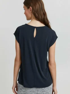 OXMO Blusen*Damen Spitzentop - OXBJALLA blau uni