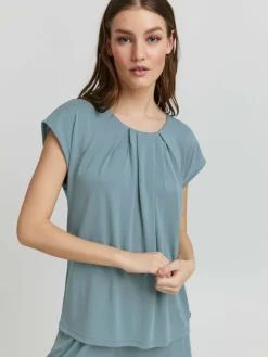 OXMO Blusen*Damen Spitzentop - OXBJALLA blau uni
