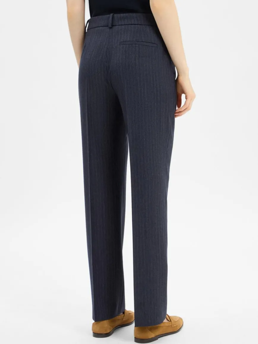 BOSS Hosen*Damen Stoffhose aus Schurwolle marine blau gestreift