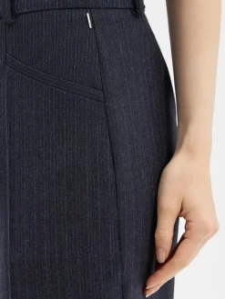 BOSS Hosen*Damen Stoffhose aus Schurwolle marine blau gestreift