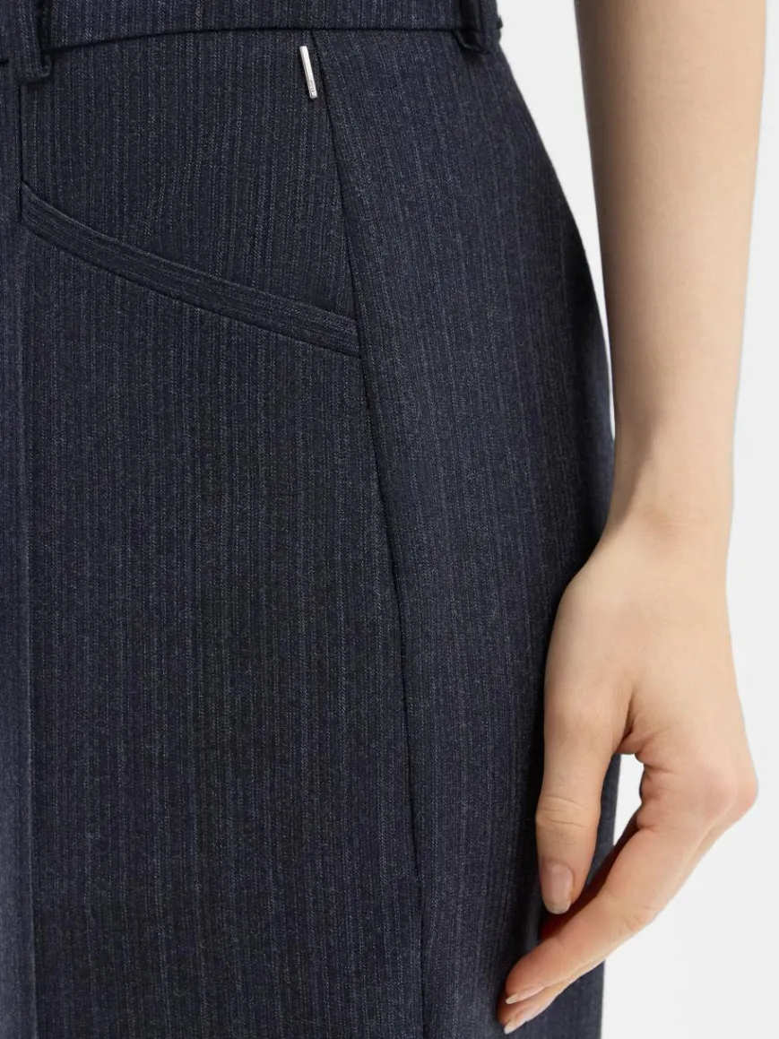 BOSS Hosen*Damen Stoffhose aus Schurwolle marine blau gestreift