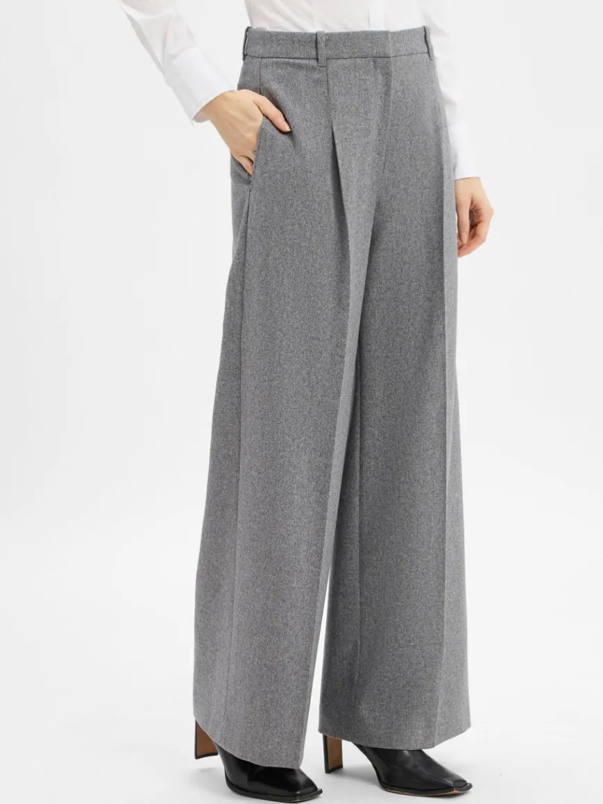 BOSS Hosen*Damen Stoffhose mit Woll-Anteil - Tiana grau hellgrau meliert