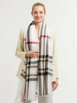 Fraas Schals & Tücher*Damen Stola weiß kariert