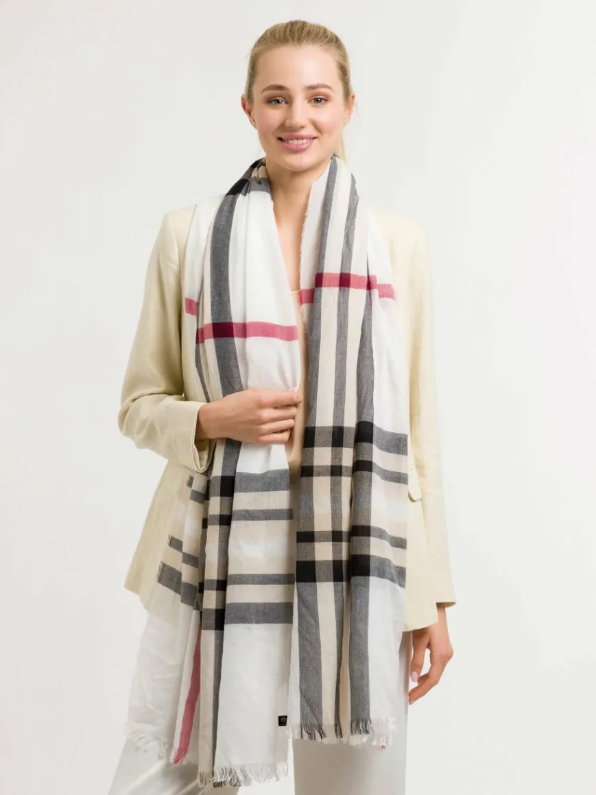 Fraas Schals & Tücher*Damen Stola weiß kariert