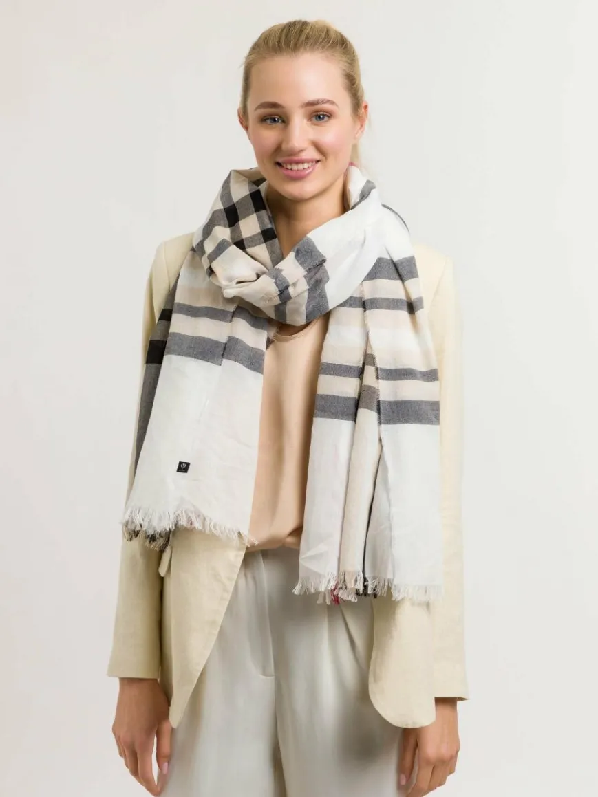 Fraas Schals & Tücher*Damen Stola weiß kariert
