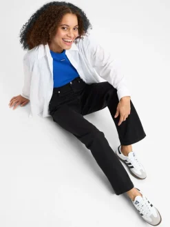 HUGO BLUE Jeans|Hosen*Damen Straight Jeans - Elyah schwarz uni