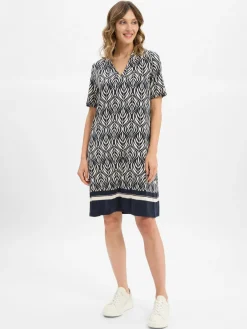 s.Oliver BLACK LABEL Kleider*Damen Stretchkleid marine ecru gemustert